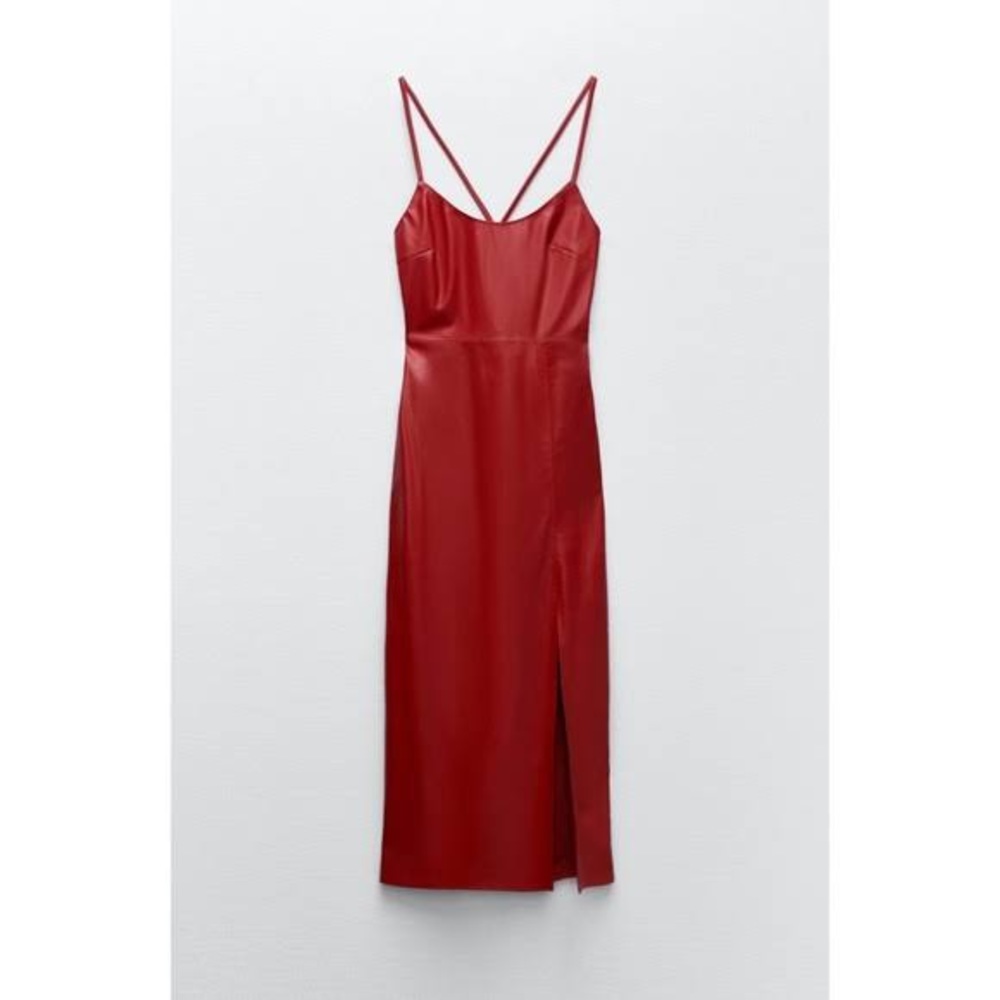 Faux Red Leather Zara Slip Dress